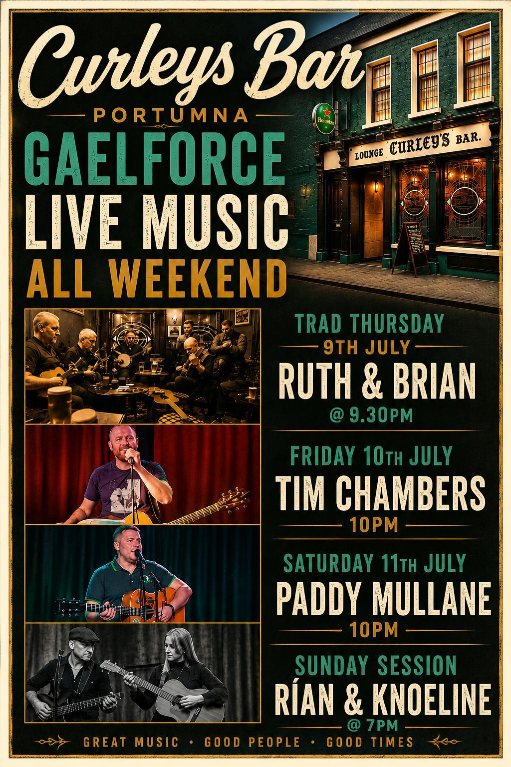 Curleys Bar live music weekend poster